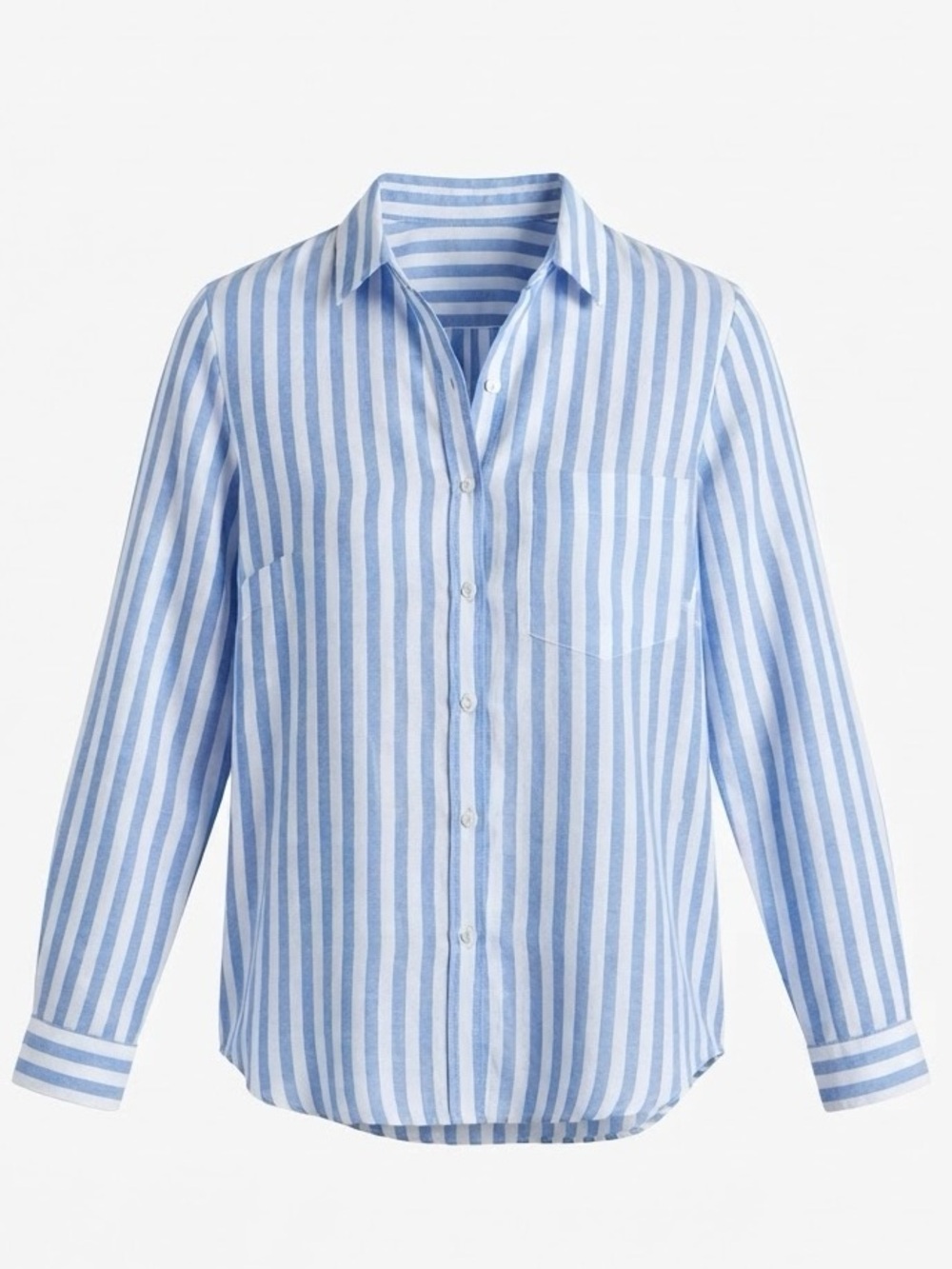 beachlunchlounge Light Blue & White Vertical Stripe Button-Down Shirt